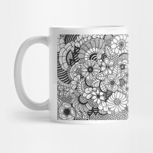 Garden doodle flower black and white Mug